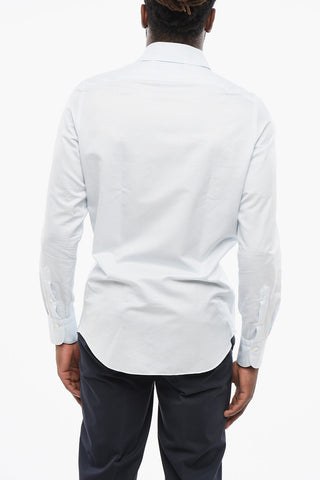 Camicia in Cotone Bayadere con Collo Francese