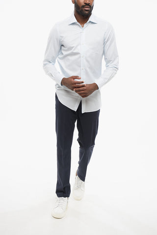 Camicia in Cotone Bayadere con Collo Francese