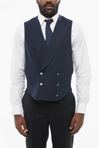 Silk Double Brested Vest with Peak Lapel