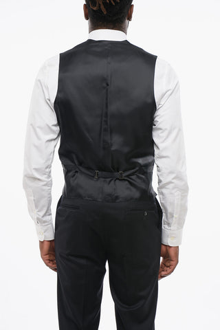 Silk Double Brested Vest with Peak Lapel