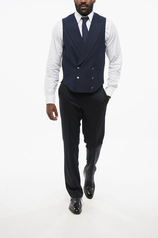 Silk Double Brested Vest with Peak Lapel