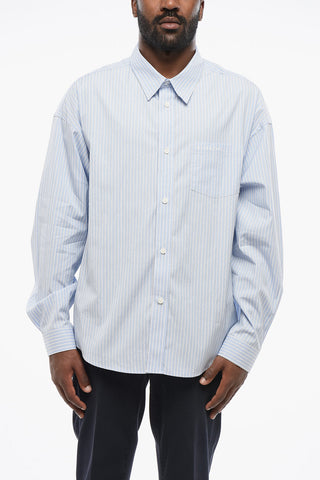 Button-down Popeline Shirt with Balanced Stripe Motif