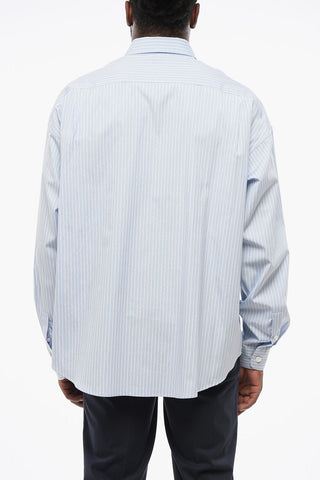 Button-down Popeline Shirt with Balanced Stripe Motif