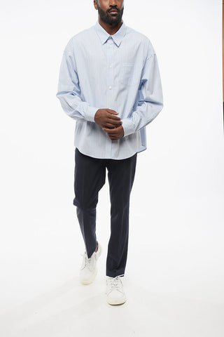 Button-down Popeline Shirt with Balanced Stripe Motif