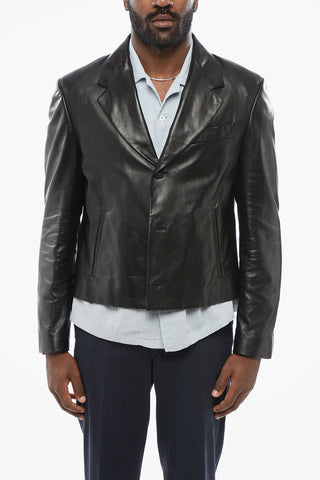 Lamb Leather Blazer with Flush Pockets