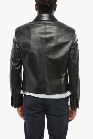 Lamb Leather Blazer with Flush Pockets