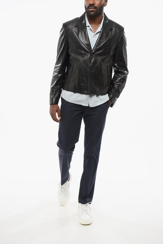 Lamb Leather Blazer with Flush Pockets