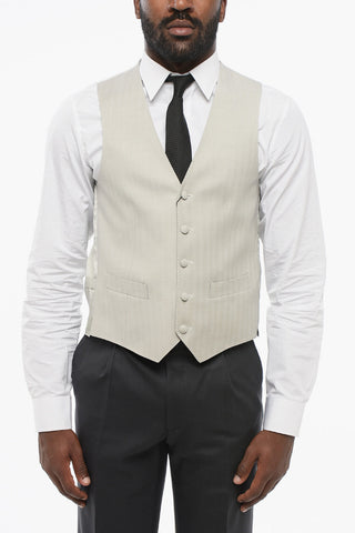 Wool Waistcoat 5-Button With Welt Pocket
