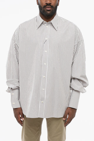 Cotton Poplin Shirt With Hairline Pattern