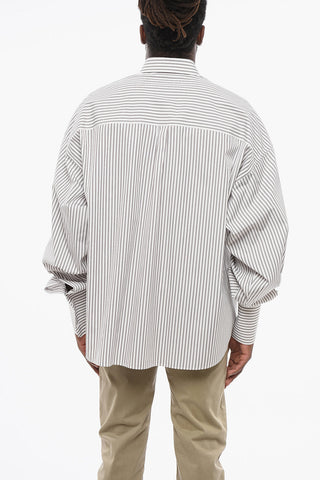 Cotton Poplin Shirt With Hairline Pattern