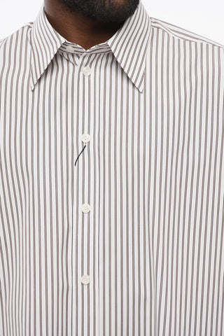 Cotton Poplin Shirt With Hairline Pattern