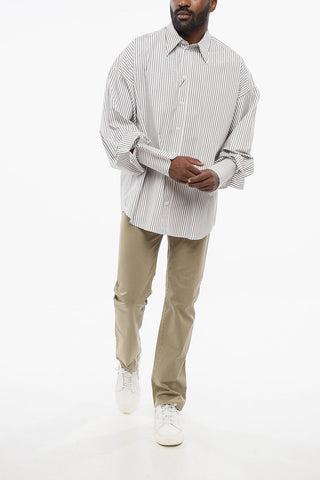 Cotton Poplin Shirt With Hairline Pattern