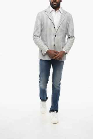 Blazer Monopetto Sfoderato Con Motivo A Righe 