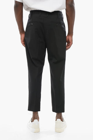 Double-Pleated Slim Fit Pants with Belt Loops