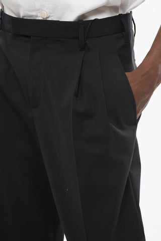 Double-Pleated Slim Fit Pants with Belt Loops