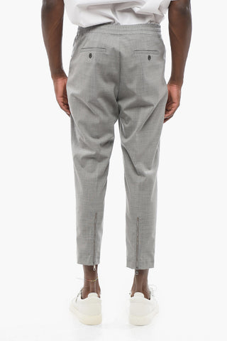 Slim Fit REM Pants with Elastic Waistband and Ankle Zip