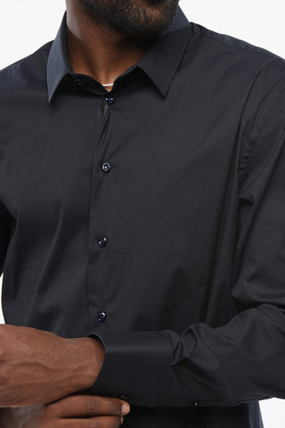 EMPORIO Camicia in Misto Cotone con Collo Francese