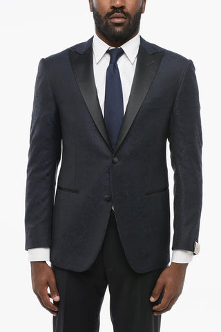 Single-Breasted Jacquard Blazer ACADEMY CERIMONIA with Satin Lance Lapel