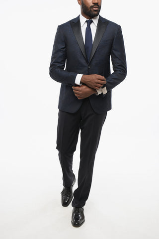 Single-Breasted Jacquard Blazer ACADEMY CERIMONIA with Satin Lance Lapel