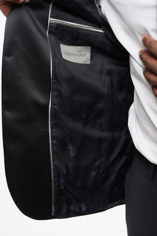 Single-Breasted Jacquard Blazer ACADEMY CERIMONIA with Satin Lance Lapel