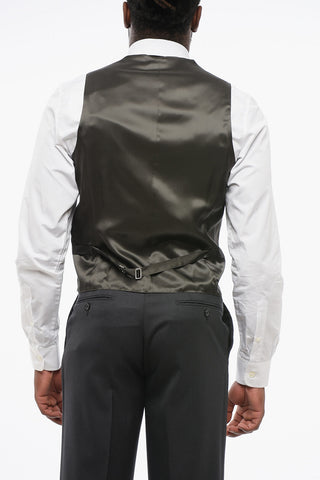 CC COLLECTION Wool-Blend Waistcoat REFINED 5-Button Striped