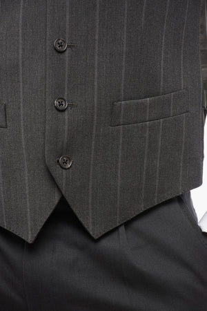 CC COLLECTION Wool-Blend Waistcoat REFINED 5-Button Striped