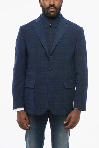 Texture Fabric Blazer with Removable Double Collar