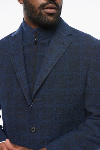 Texture Fabric Blazer with Removable Double Collar