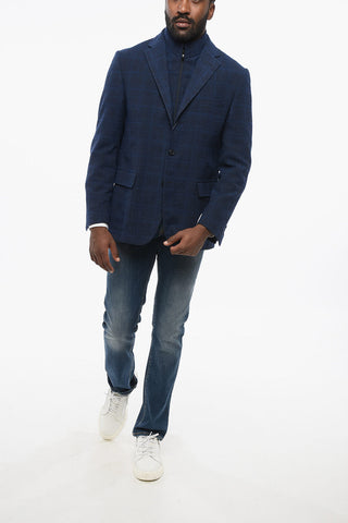 Texture Fabric Blazer with Removable Double Collar