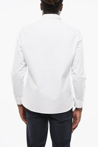 Camicia in Popeline con Collo Francese e Chiusura a Scomparsa