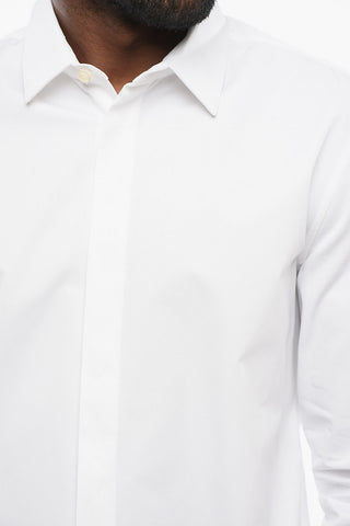 Camicia in Popeline con Collo Francese e Chiusura a Scomparsa