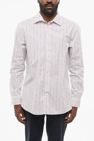 Camicia in Cotone a Righe Hairline con Collo Francese