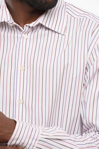 Camicia in Cotone a Righe Hairline con Collo Francese