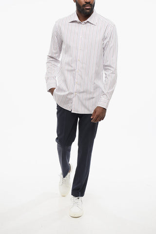 Camicia in Cotone a Righe Hairline con Collo Francese