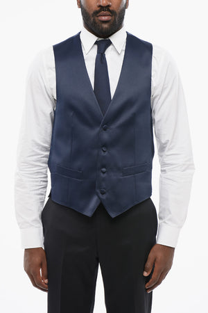 CODE Satin Waistcoat with Piped Pockets