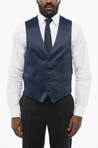 CODE Satin Waistcoat with Piped Pockets