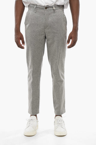Solid Color Wool Blend Pants with Belt Loops