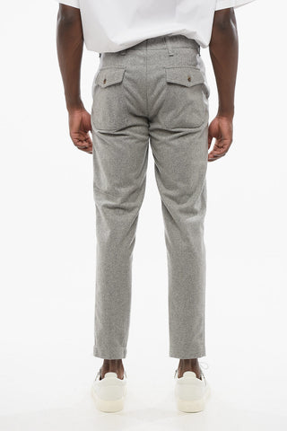 Solid Color Wool Blend Pants with Belt Loops