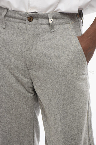Solid Color Wool Blend Pants with Belt Loops