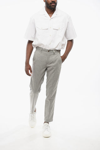 Solid Color Wool Blend Pants with Belt Loops