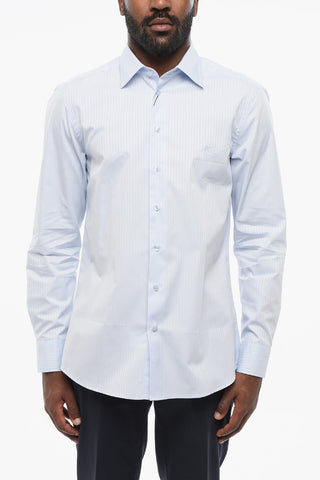 Jacquard Cotton Shirt with Embroidered Logo