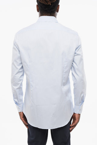 Jacquard Cotton Shirt with Embroidered Logo