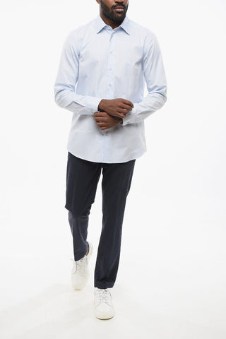 Jacquard Cotton Shirt with Embroidered Logo