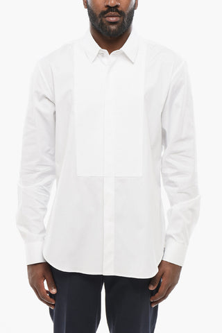 Camicia Tuxedo in Popeline con Dettaglio a Nudo d'Ape