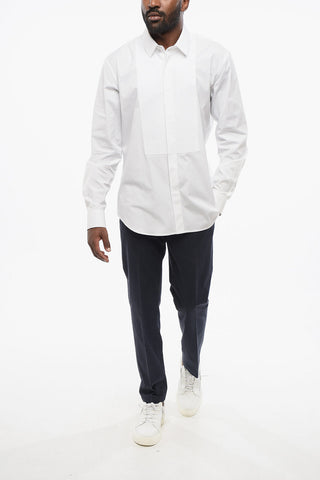Camicia Tuxedo in Popeline con Dettaglio a Nudo d'Ape