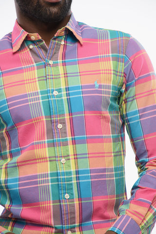Camicia Button-down in Cotone con Motivo Plaid