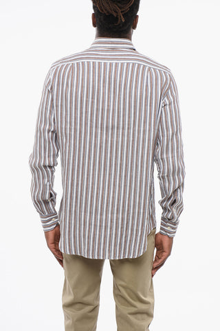 ID Camicia in Misto Lino con Motivo a Righe Balanced