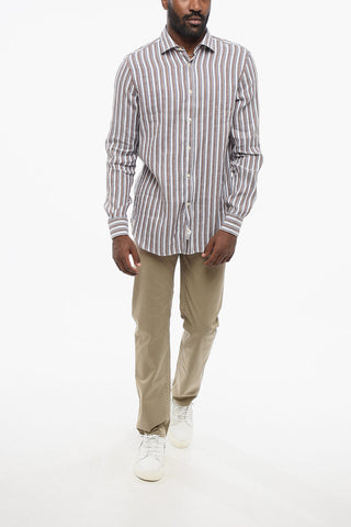 ID Camicia in Misto Lino con Motivo a Righe Balanced