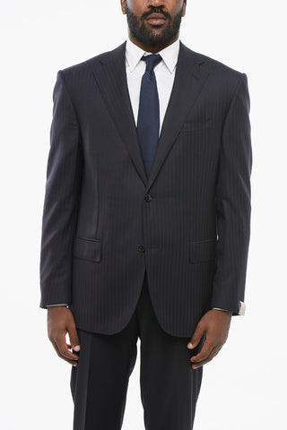 Cool Wool Blazer with Pinestripe Motif