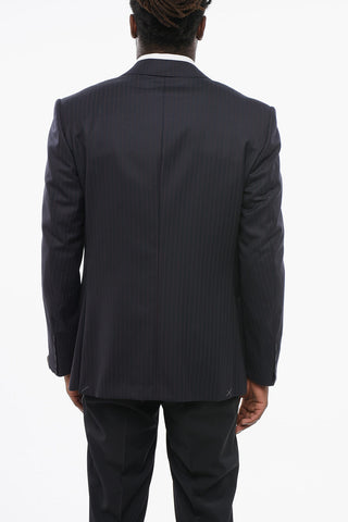 Cool Wool Blazer with Pinestripe Motif
